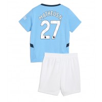 Maglia Calcio Manchester City Matheus Nunes #27 Prima Divisa Bambino 2024-25 Manica Corta (+ pantaloncini)